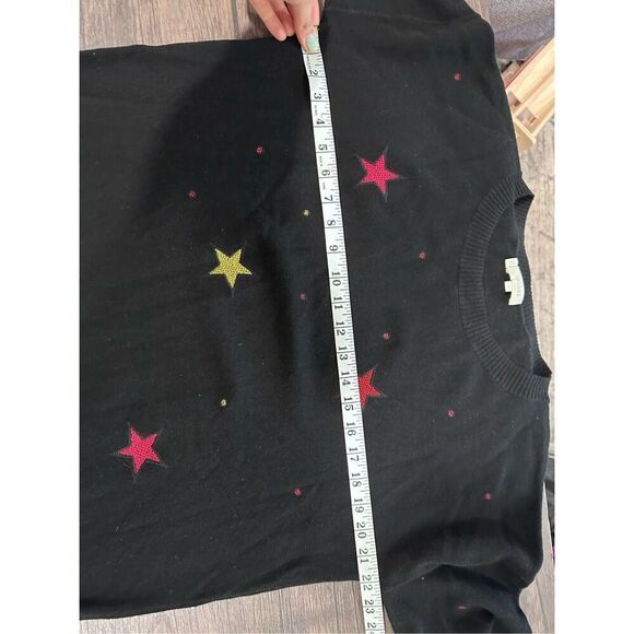 Hobbs London Black Boat Neck Embroidered Multicolor Star Sweater Size M Cosmic - Picture 10 of 11